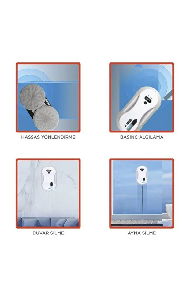 Torima Cam Silme Temizleme Robotu Uzaktan Kumandalı Su Püskürtmeli S9 Beyaz